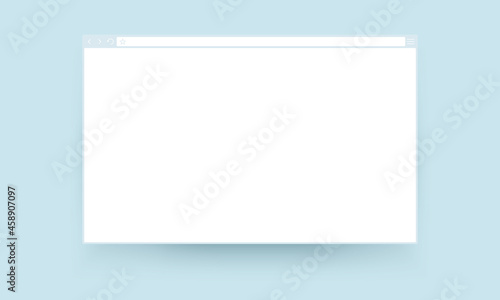 Blank browser window. Desktop computer frame vector clay mockup.