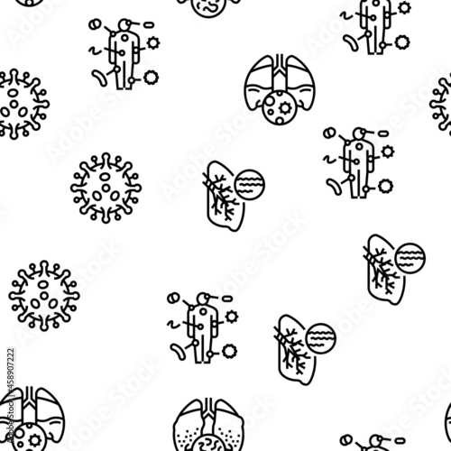 Bacteria Infection Vector Seamless Pattern Thin Line Illustration