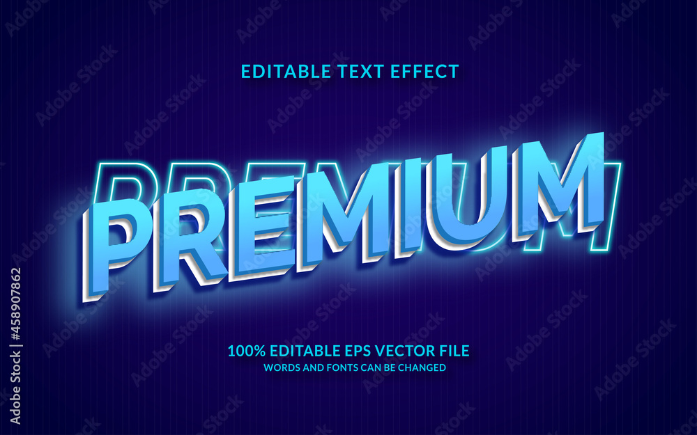 Premium blue editable text effect