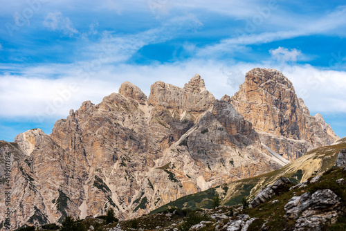 Mountain peak of Croda dei Rondoi or Schwalbenkofel of the Mountain Range of the Rondoi-Baranci and the Monte Rudo or Rautkofel  Dolomiti Di Sesto Natural Park  Trentino-Alto Adige  Italy  Europe.