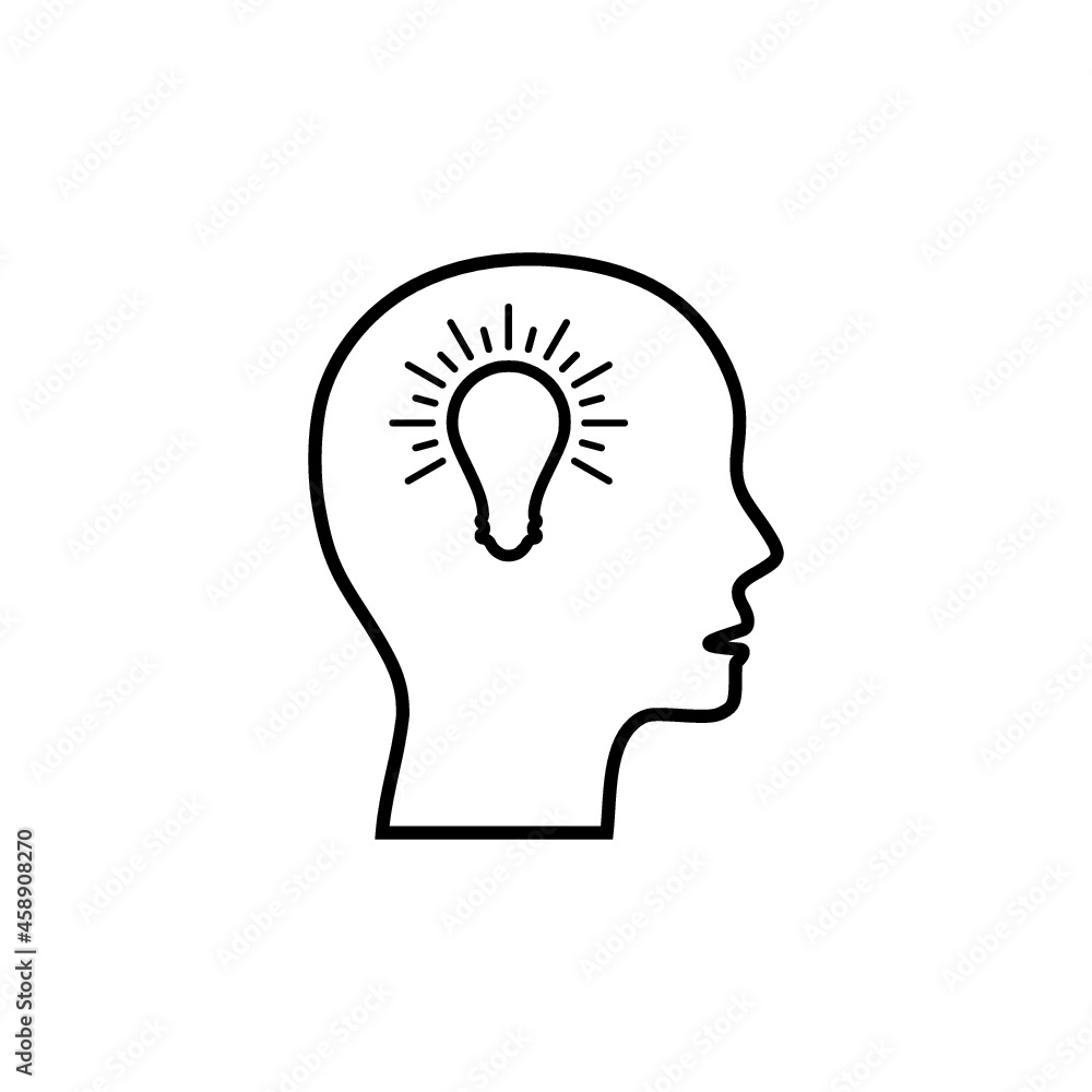 Human head creating idea icon isolated on white background Human head creating idea icon isolated on white background