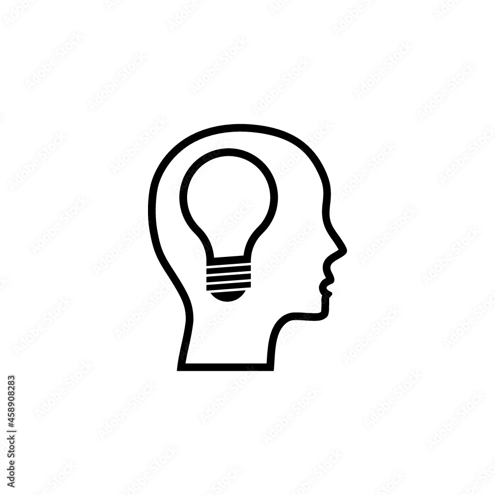 Human head creating idea icon isolated on white background Human head creating idea icon isolated on white background
