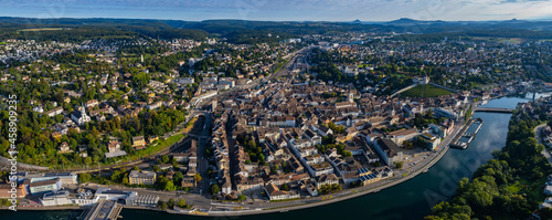 Aerial view of the city Schaffhausen in Switzerland on a sunny morning day in summer