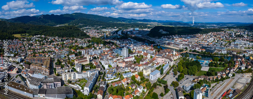 Fototapeta Naklejka Na Ścianę i Meble -  Aerial view around the city Olten in Switzerland on a sunny day in summer.