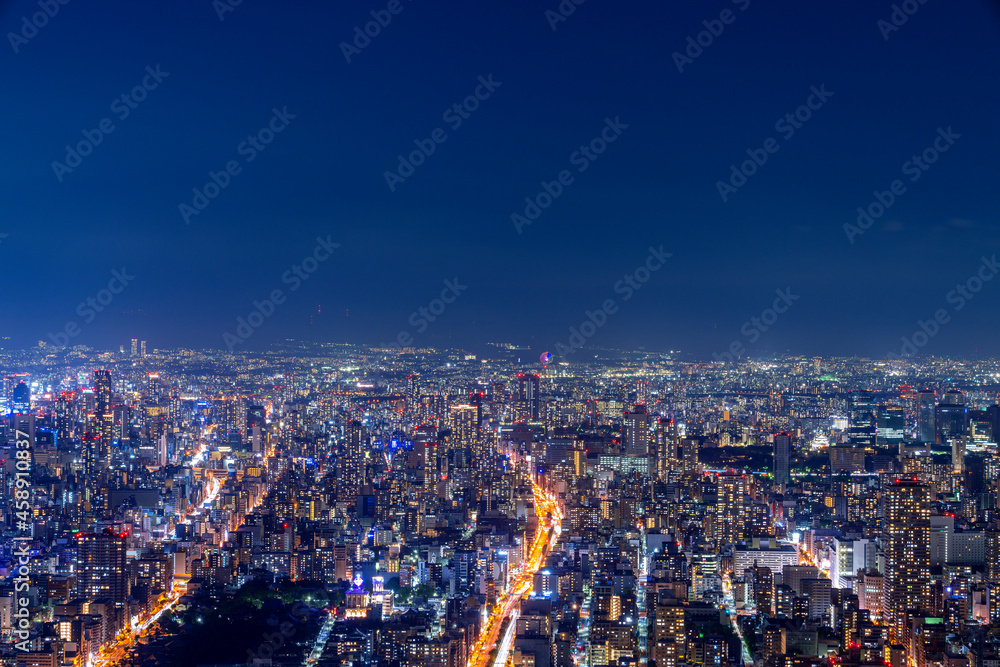 Fototapeta premium [大阪府]あべのハルカスからの大阪市街の夜景