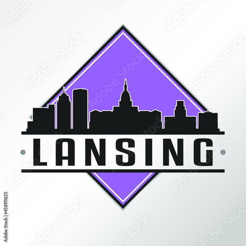 Lansing, MI, USA Skyline Logo. Adventure Landscape Design Vector Illustration.
