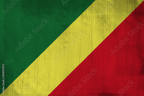 Patriotic wooden background in color of Congo flag