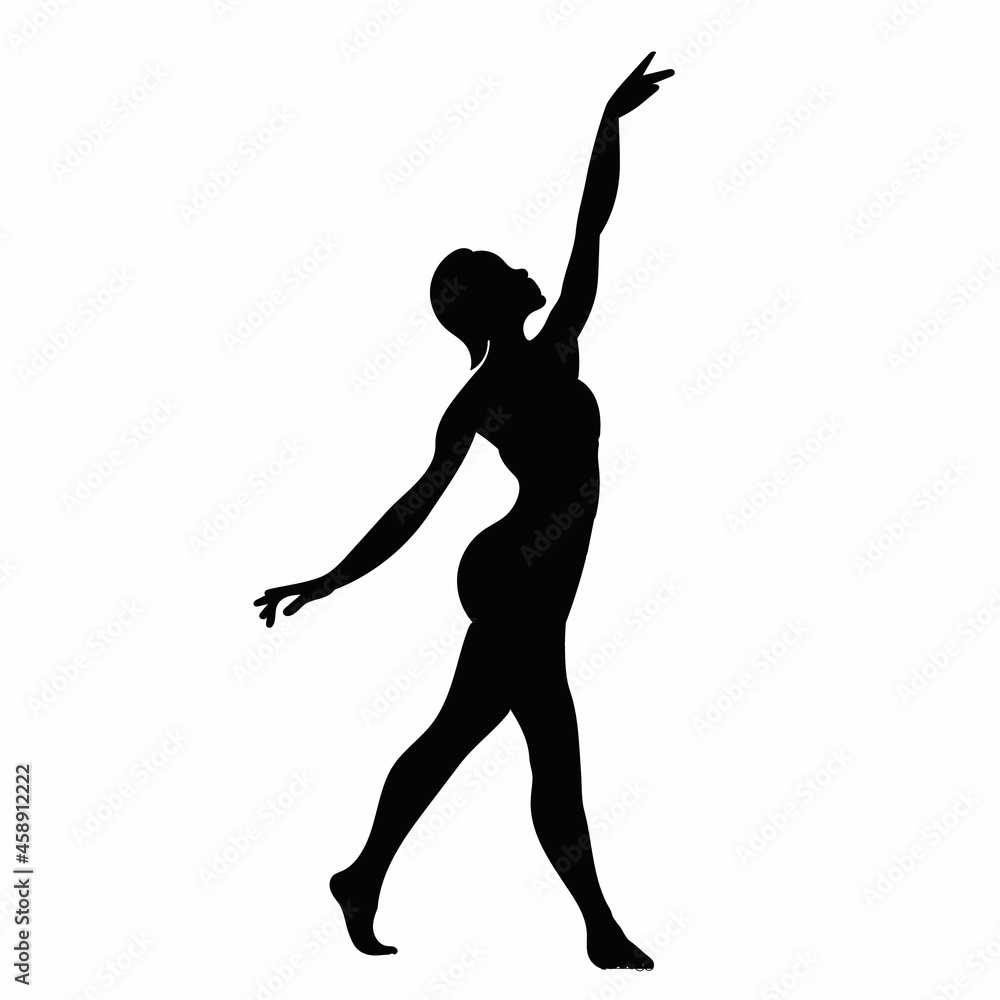 silhouette girl dancing on a white background silhouette girl dancing on a white background