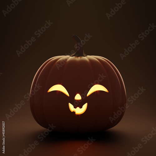 Happy Halloween background with carved pumpkin. 3d render