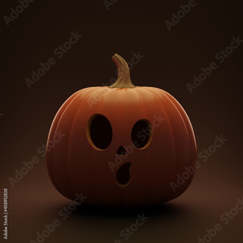 Happy Halloween background with carved pumpkin. 3d render