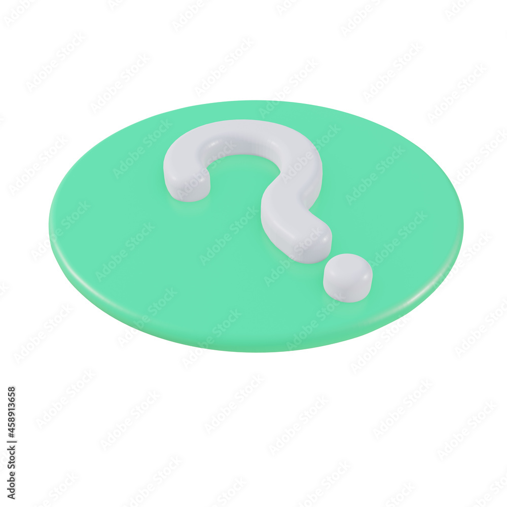 3d cartoon question icon isolated on white background. Mobile app symbol, ask sign. 3d render illustration 3d cartoon question icon isolated on white background. Mobile app symbol, ask sign. 3d render illustration