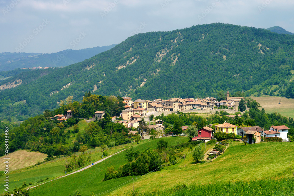Rural landscape at May in Piedmont, view of Cecima