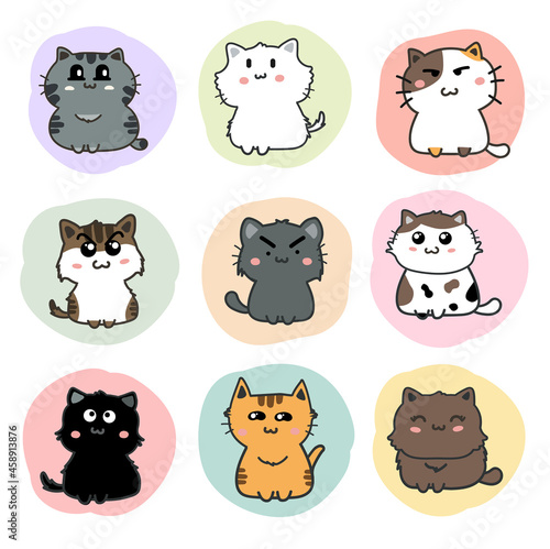 Fototapeta Naklejka Na Ścianę i Meble -  cute cats cartoon set vector