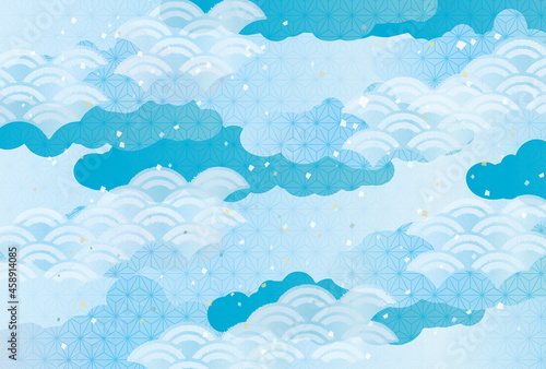 和柄背景　イラスト　水色