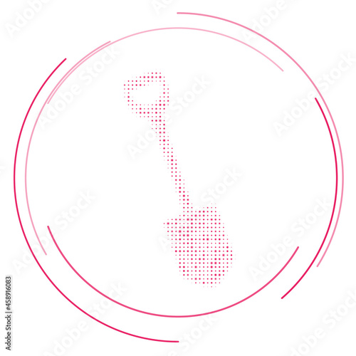 The shovel symbol filled with pink dots. Pointillism style. Vector illustration on white background