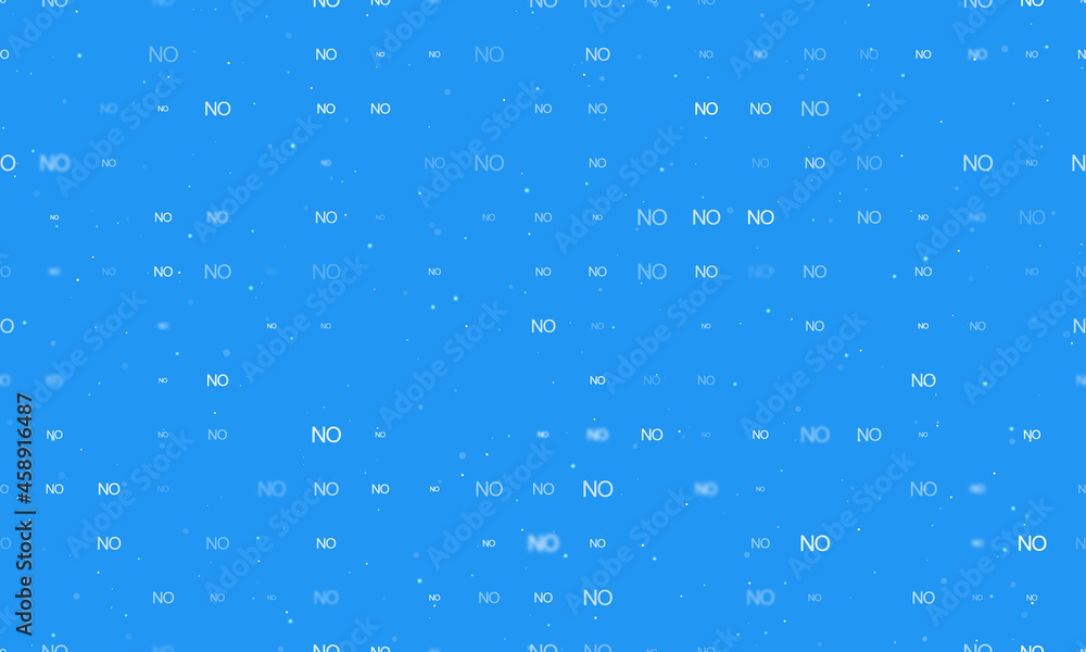 Seamless background pattern of evenly spaced white no symbols of different sizes and opacity. Vector illustration on blue background with stars
