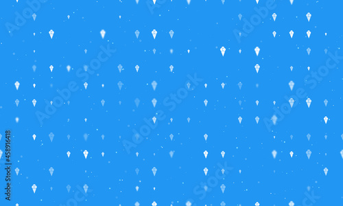 Seamless background pattern of evenly spaced white ice cream balls symbols of different sizes and opacity. Vector illustration on blue background with stars