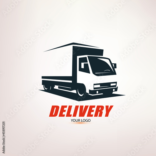 smal truck stylized vector symbol, logo or emblem template