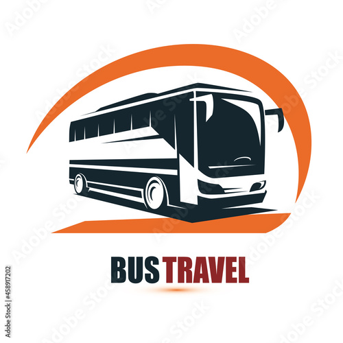 modern tour bus symbol, stylized icon for logo or emblem template