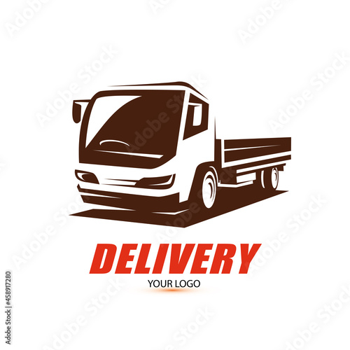 smal truck stylized vector symbol, logo or emblem template