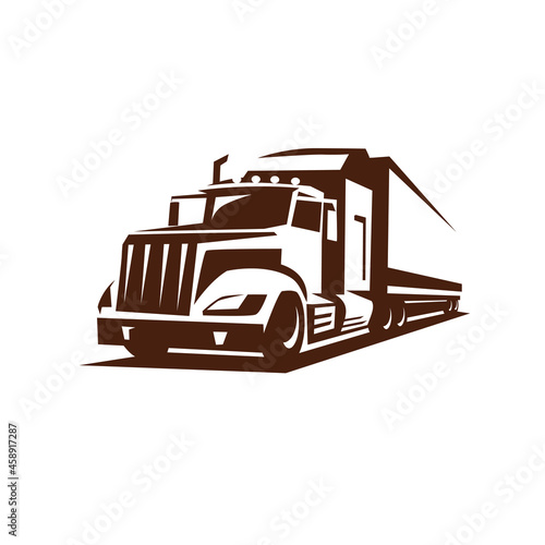 american truck outlined vector symbol, log or emblem template