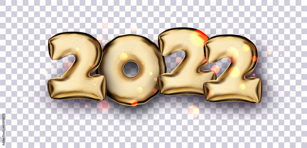 2022 balloon number on transparent background.
