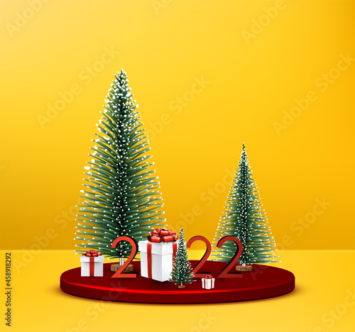2022 Christmas round stage, podium, pedestal, platform.
