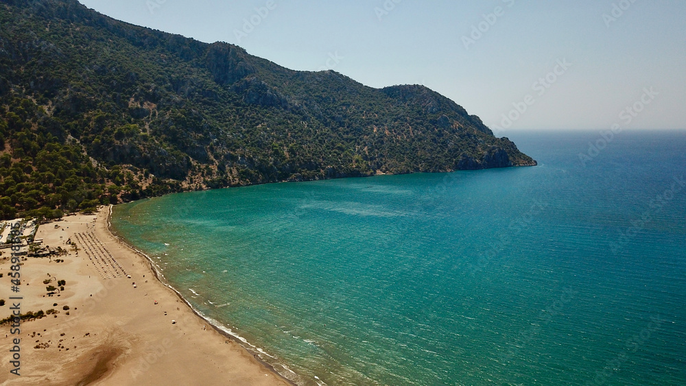 Spawning place of loggerhead turtles; Iztuzu beach. It is known for its blue crab and golden sands. Next to the Dalyan delta.