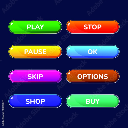 Game ui set of Buttons. GUI to build 2D games.