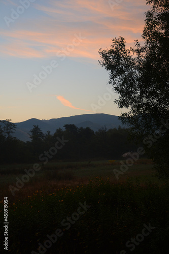 Early foggy morning in the mountains