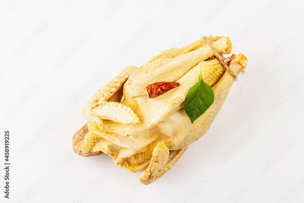 Whole free-range chicken poultry isolated on white background Whole free-range chicken poultry isolated on white background