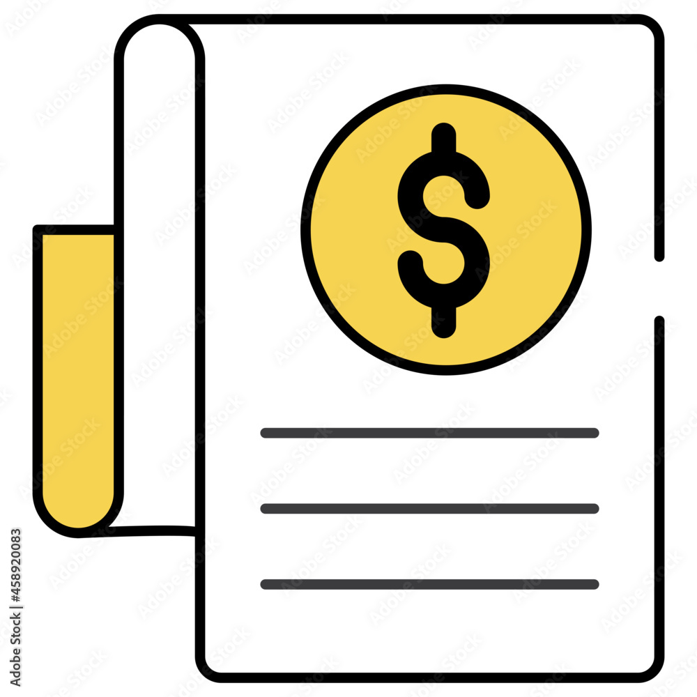 Dollar on folded paper showing concept of bill Dollar on folded paper showing concept of bill