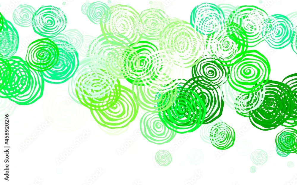 Light Green vector doodle layout with roses. Light Green vector doodle layout with roses.