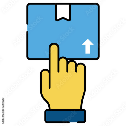 Hand on package denoting concept of select parcel