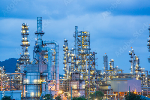 Twilight scene of oil refinery plant of Petrochemistry industry