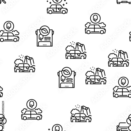 Car Painting Service Vector Seamless Pattern Thin Line Illustration