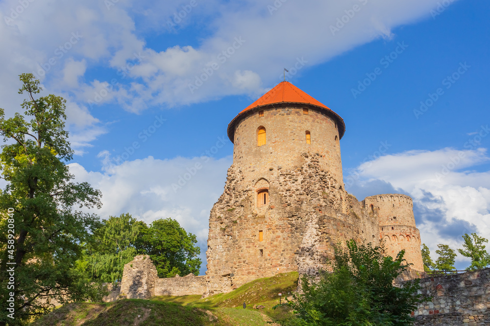 Old town, city, castle and park in Cesis, Latvia