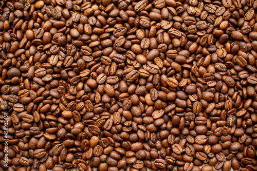 Roasted coffee beans background. 