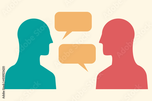 People from different culture speaking the same language. Flat design digital  illustration. 