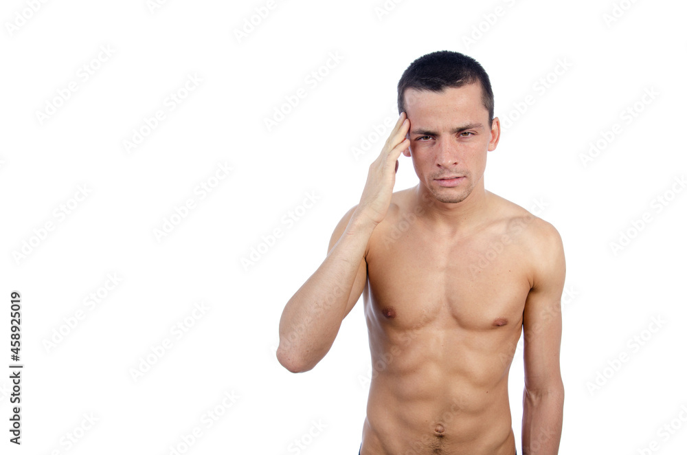 Attractive young man and health problems. Attractive young man and health problems.