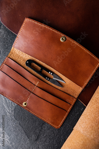 brown wallet, handmade bifold, leather product blank