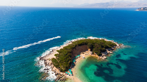 Aerial view from a drone to Ksamil, Albania