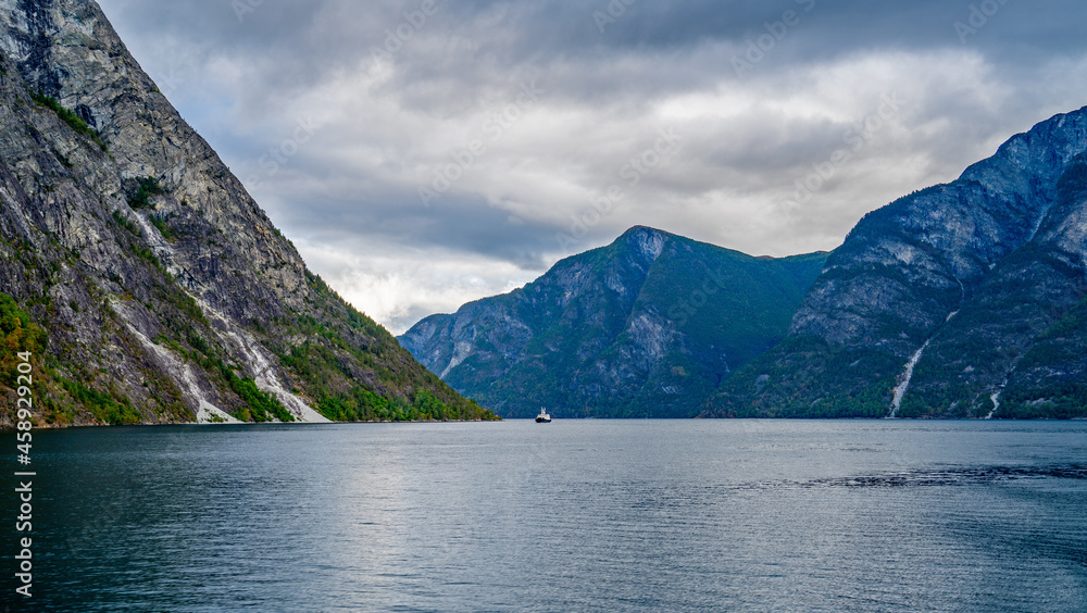 View over the Naeroyfjord, Norway

