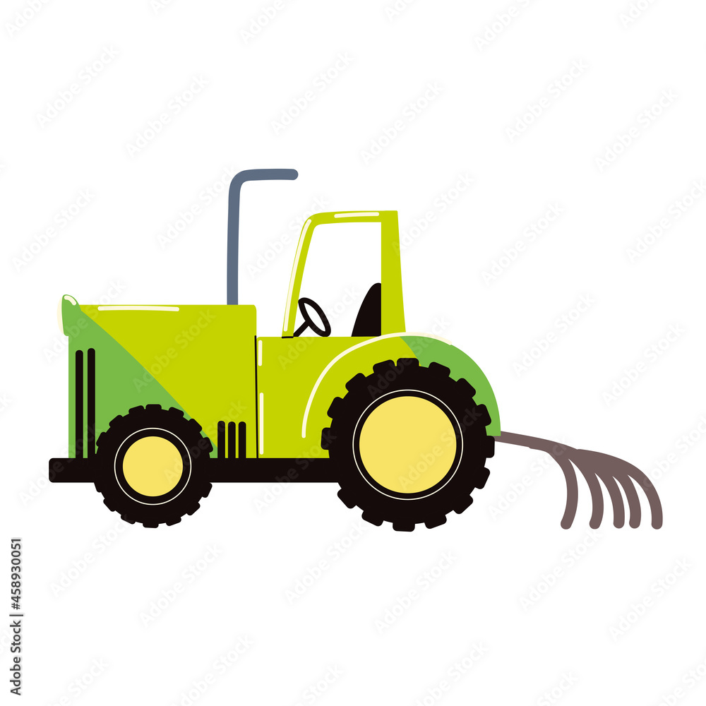 farming tractor with rake