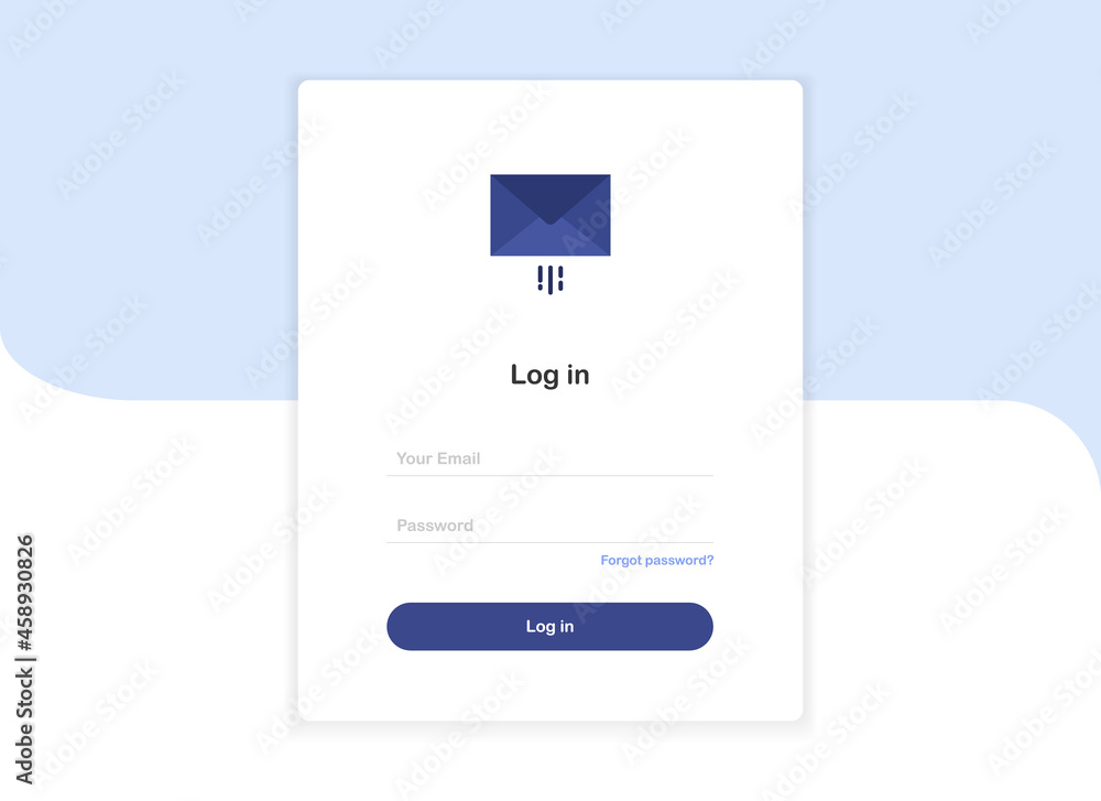 Login pop up landing page template form with megaphone in flat design