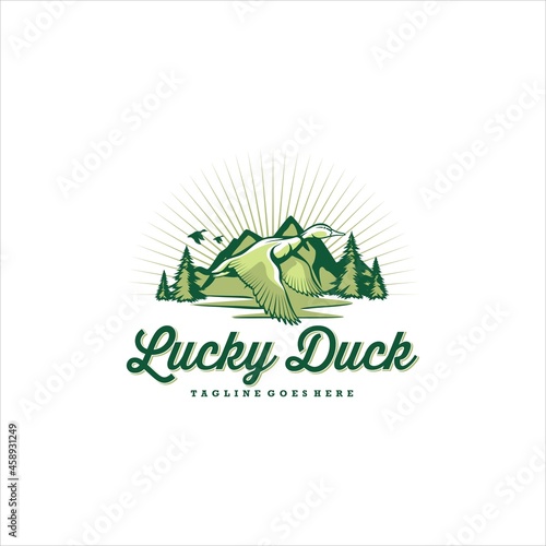 Duck Mallard Flying Fowl Waterfowl Logo Design Vector Image