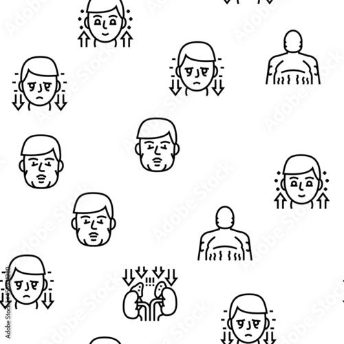 Endocrinology Medical Disease Vector Seamless Pattern Thin Line Illustration