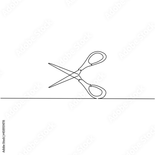 Continuous line drawing of scissor, object one line, single line art, vector illustration © Rully J