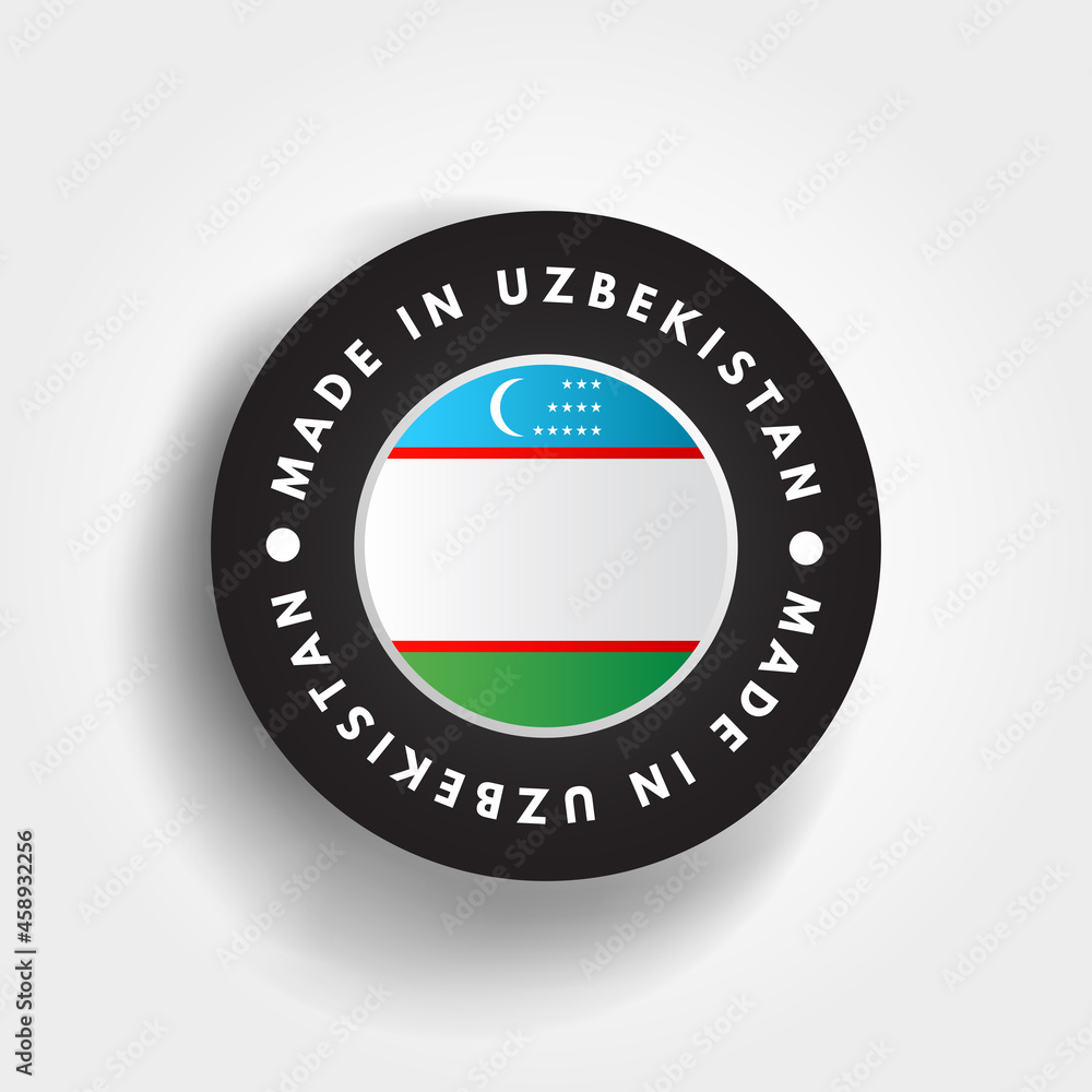 Made in Uzbekistan text emblem badge, concept background Made in Uzbekistan text emblem badge, concept background