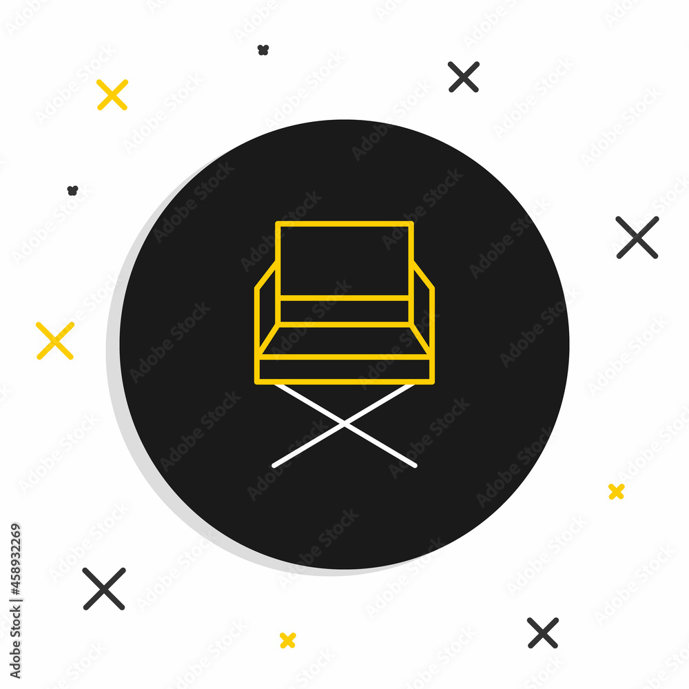 Line Director movie chair icon isolated on white background. Film industry. Colorful outline concept. Vector Line Director movie chair icon isolated on white background. Film industry. Colorful outline concept. Vector